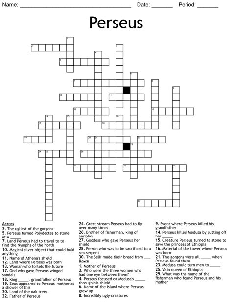Hercules Or Perseus Crossword Clue Answers. Find the latest crossword clues from New York Times Crosswords, LA Times Crosswords and many more. Enter Given Clue. ... Helper of Perseus 3% 3 SON: Perseus, to Zeus 2% 6 MIRROR: Reflect(or) 2% 5 ...